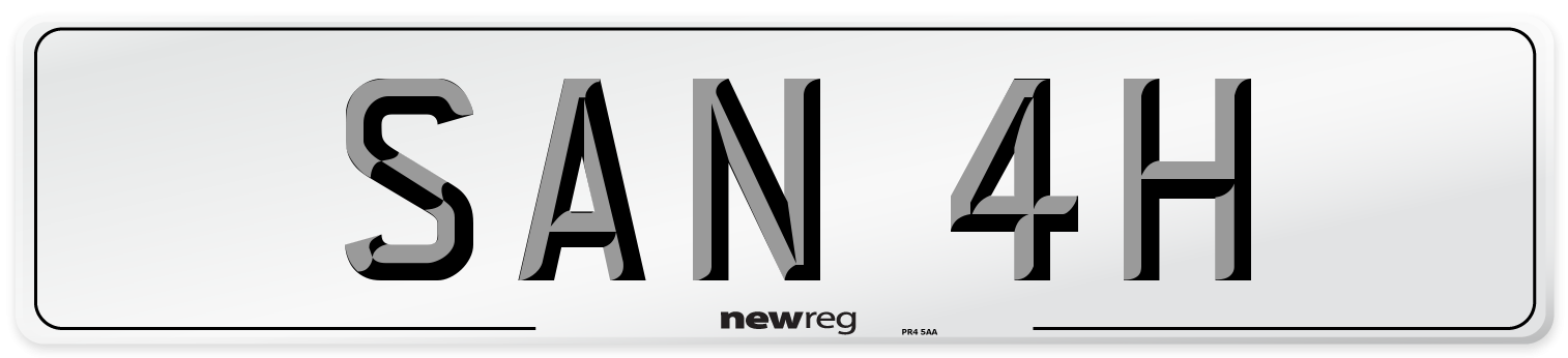 SAN 4H Number Plate from New Reg